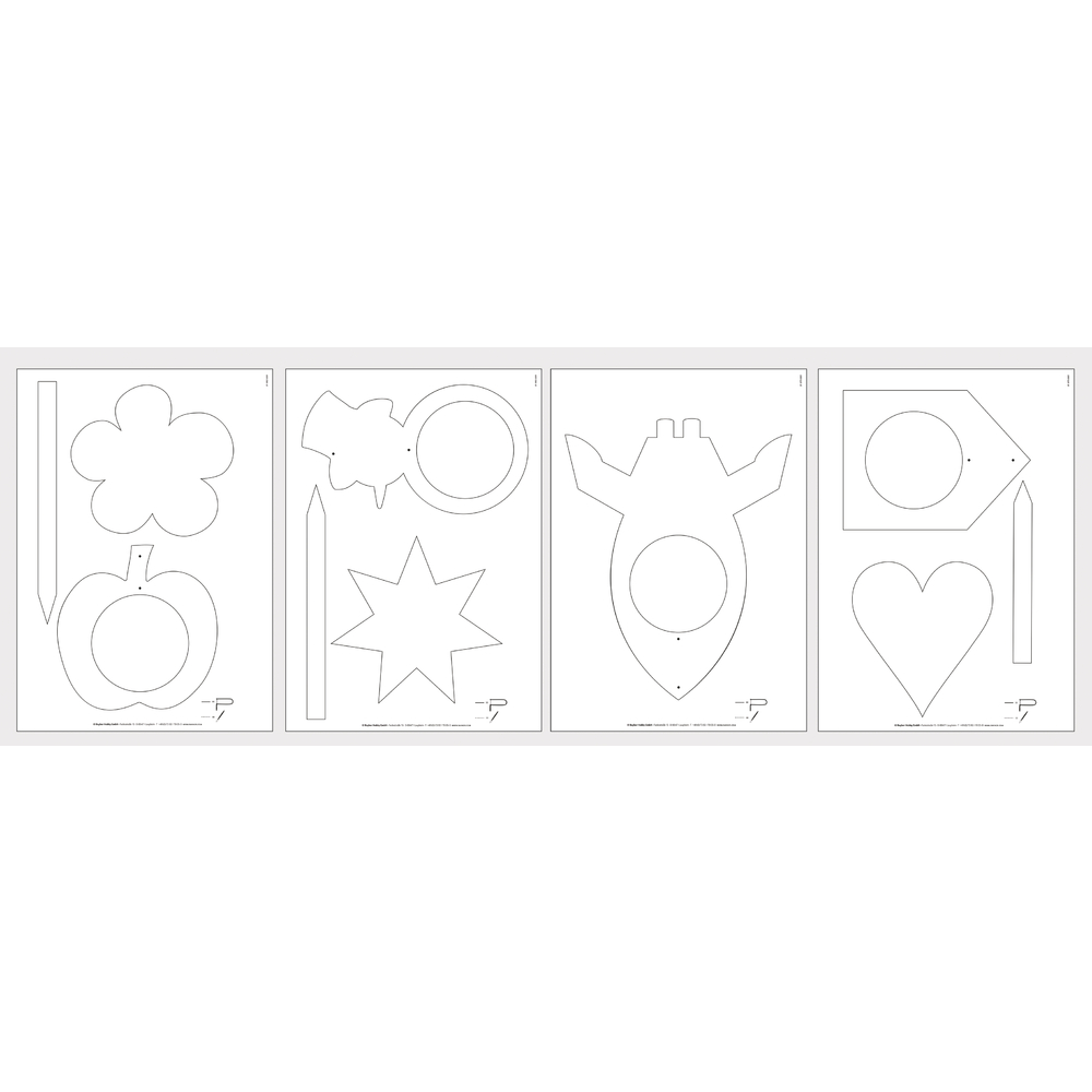 Panneaux contreplaqué avec modèles "Déco jardin" - 210 x 297 mm - Nature - Set 4 pièces