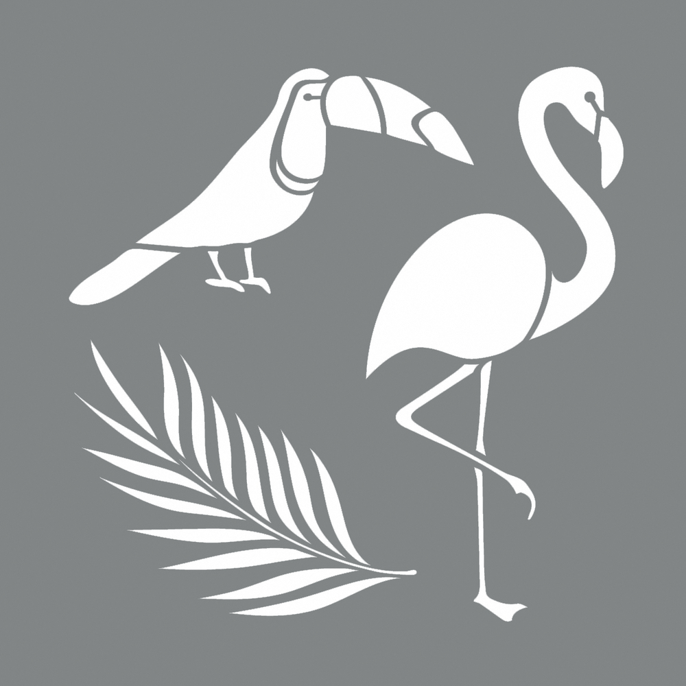 Pochoirs "Tropical" (Ananas + Flaming - Rayher - 20,32 x 20,32 - Set 2 pochoirs