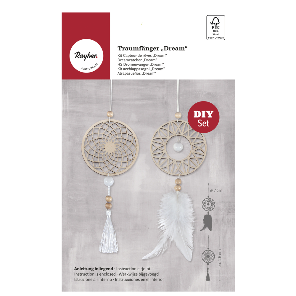 Kit Capteur de rêves "Dream" - FSC 100% - ø 7 cm - Hauteur 26 cm
