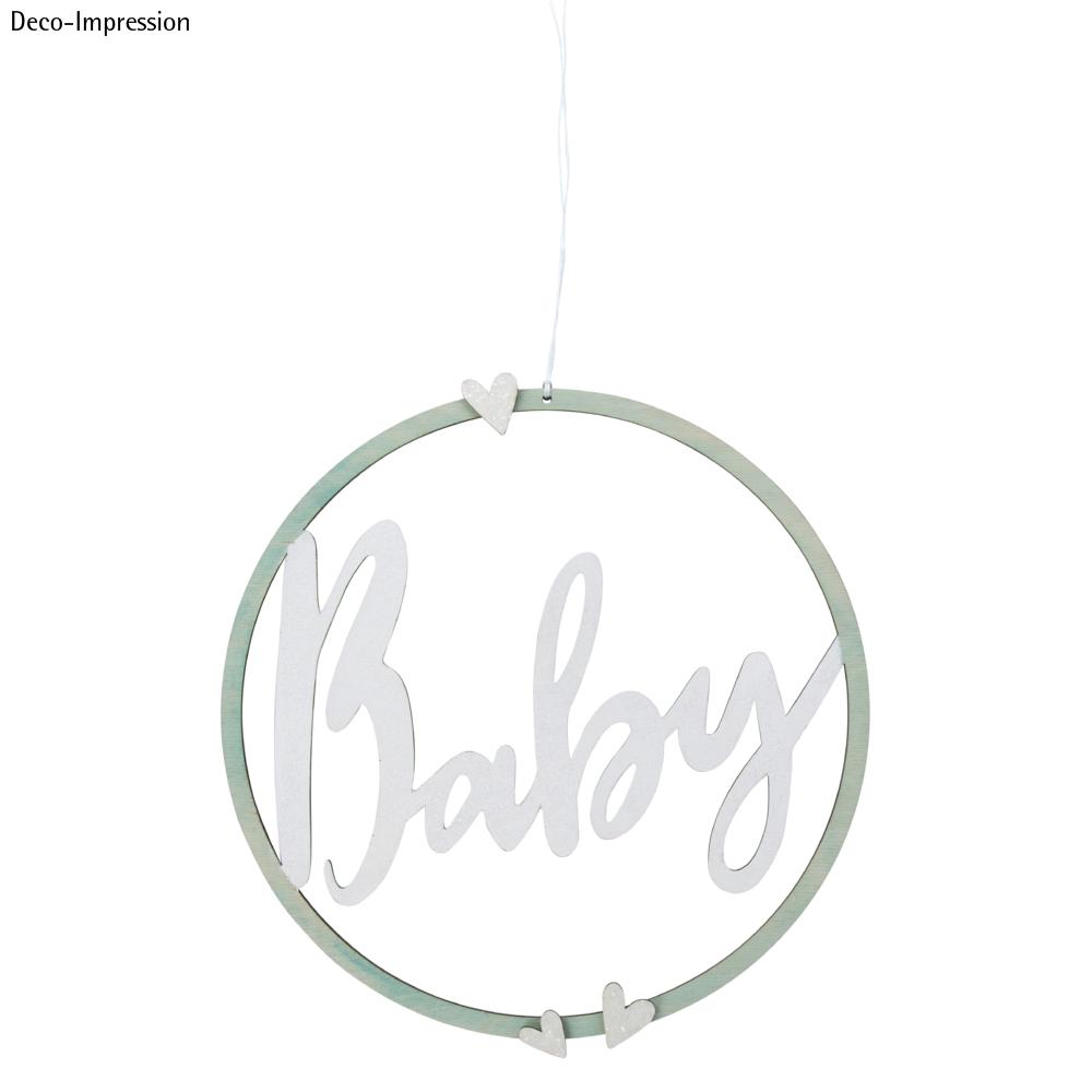 Couronne en bois "Baby" à suspendre - Rayher - FSC MixCred - 30 cm - Nature - Boîte 1 pièce