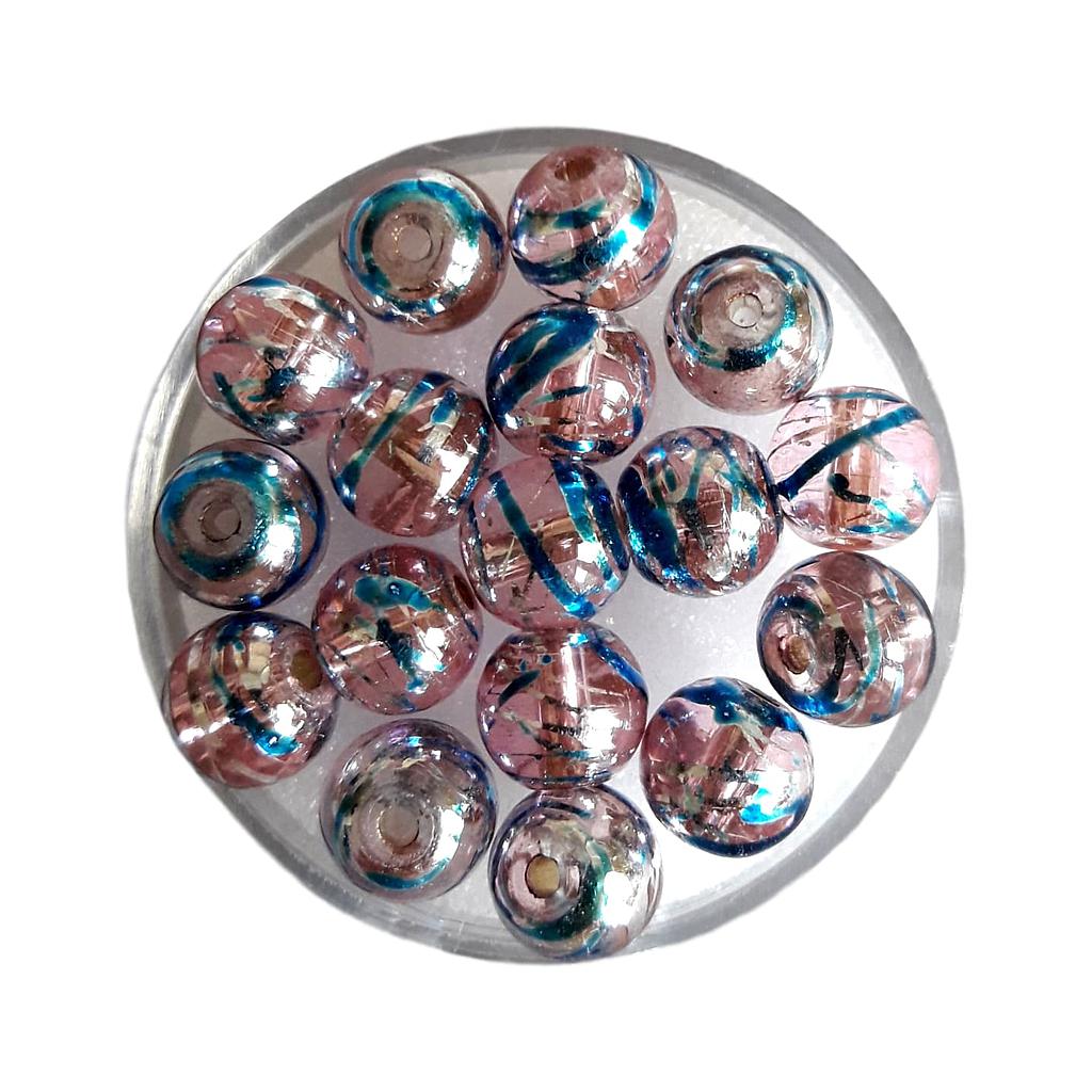 Boule 8 mm Lilas et turquoise