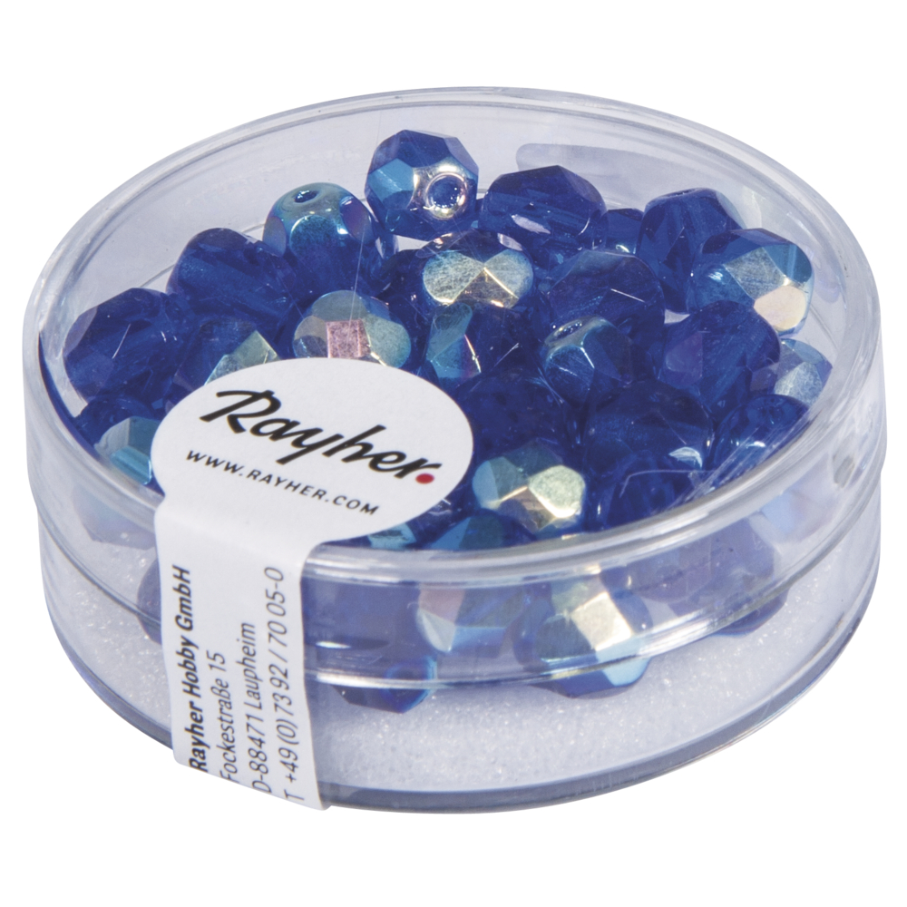 Perle facettée 6 mm Saphir