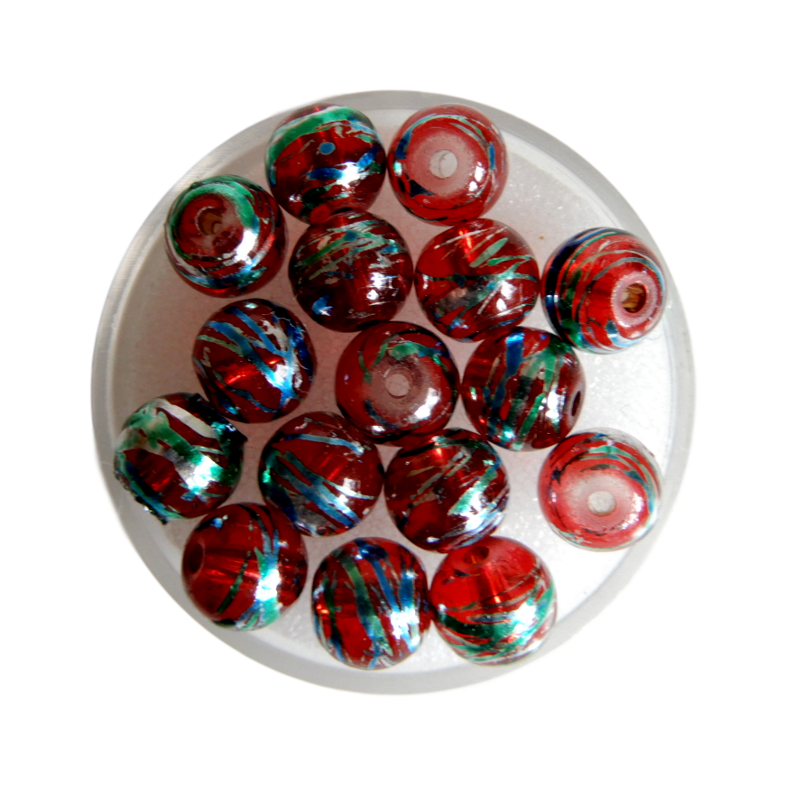 Boule 8 mm Rouge et turquoise