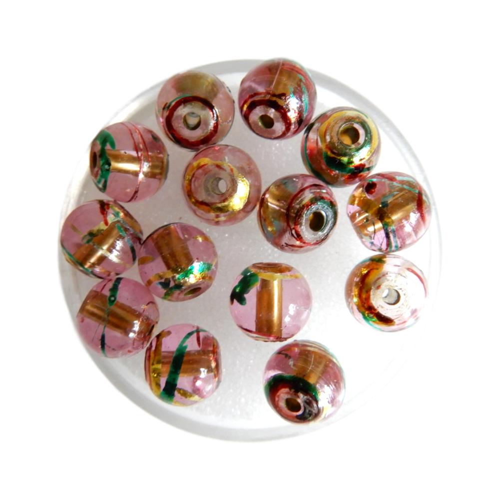 Boule 8 mm Rose et vert