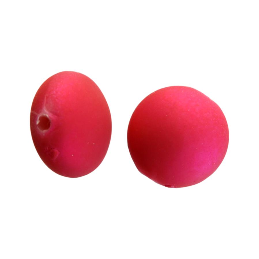 Boule aplatie 18 mm Satin fuchsia