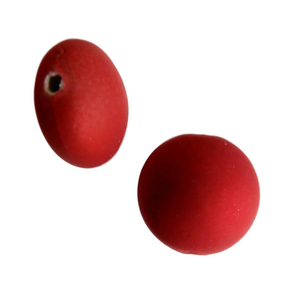 Boule aplatie 18 mm Satin rouge