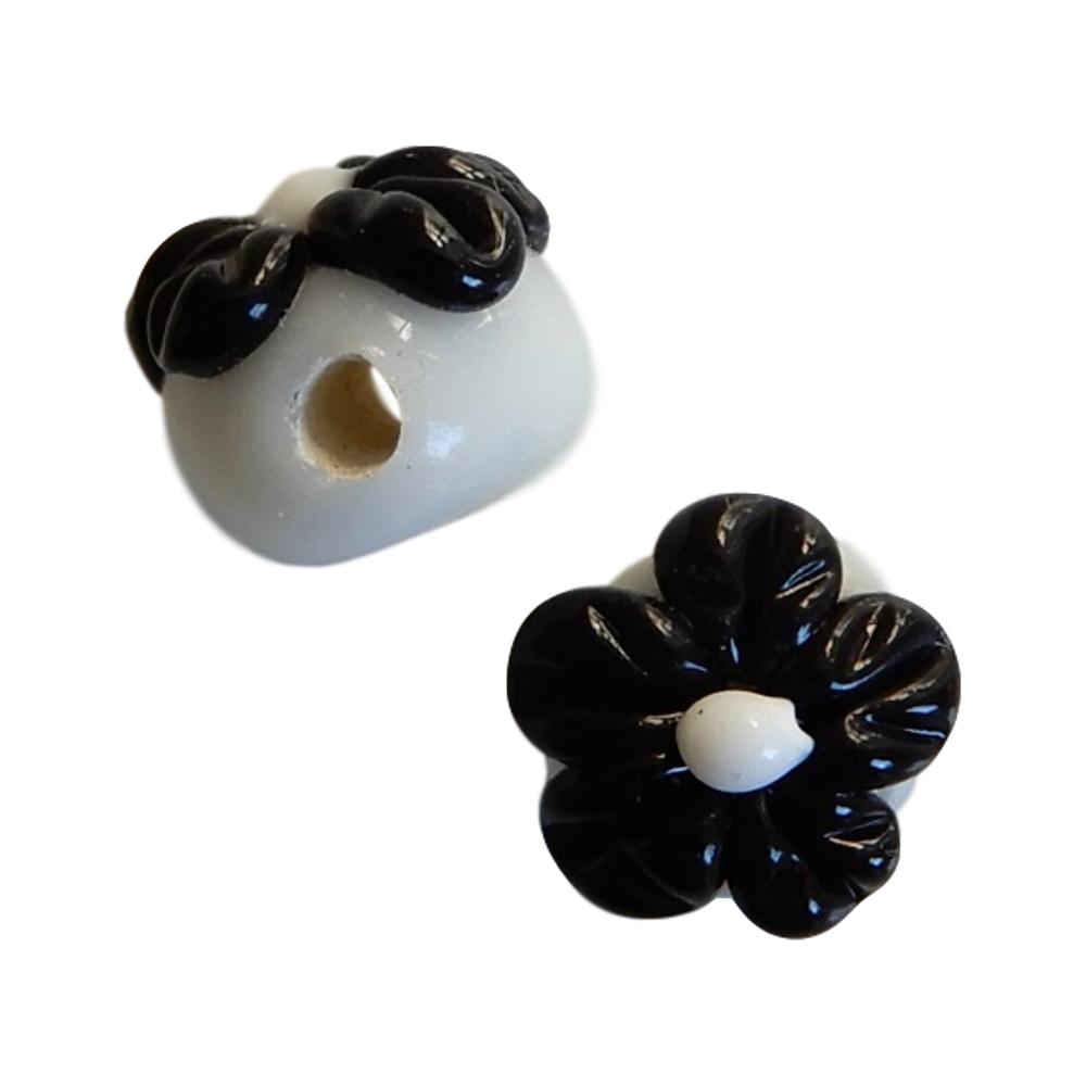 Fleur 10 mm Blanc et noir