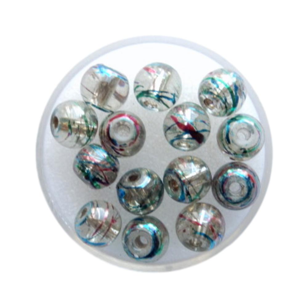 Boule 8 mm Gris et turquoise