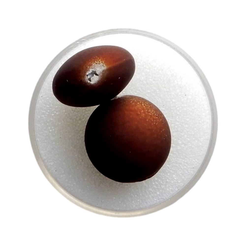 Boule aplatie 18 mm Satin marron