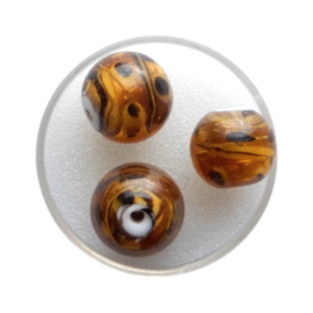 Boule 14 mm Topaze et noir