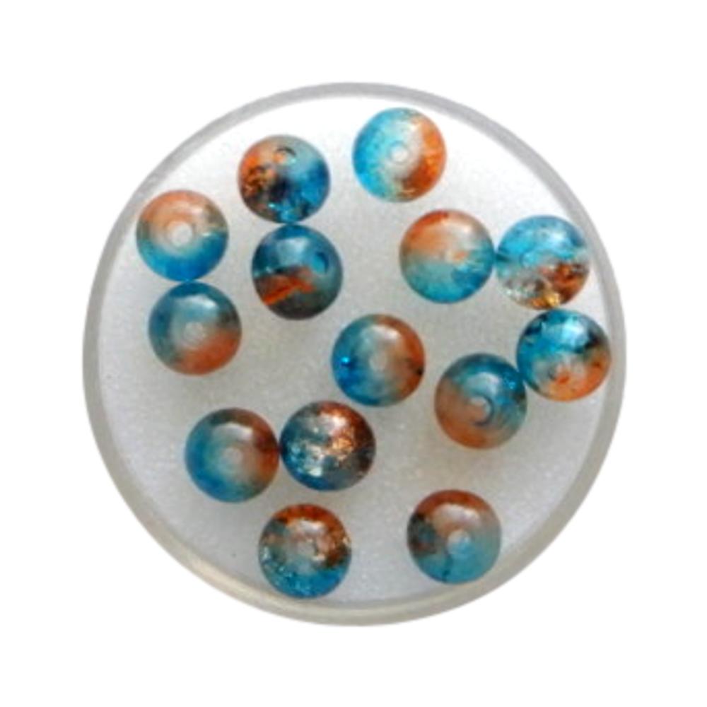 Boule 6 mm Craquelé turquoise et topaze