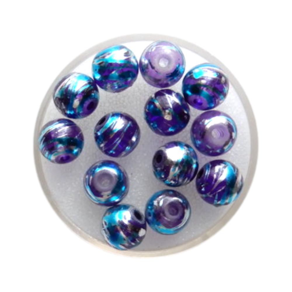 Boule 8 mm Turquoise et mauve