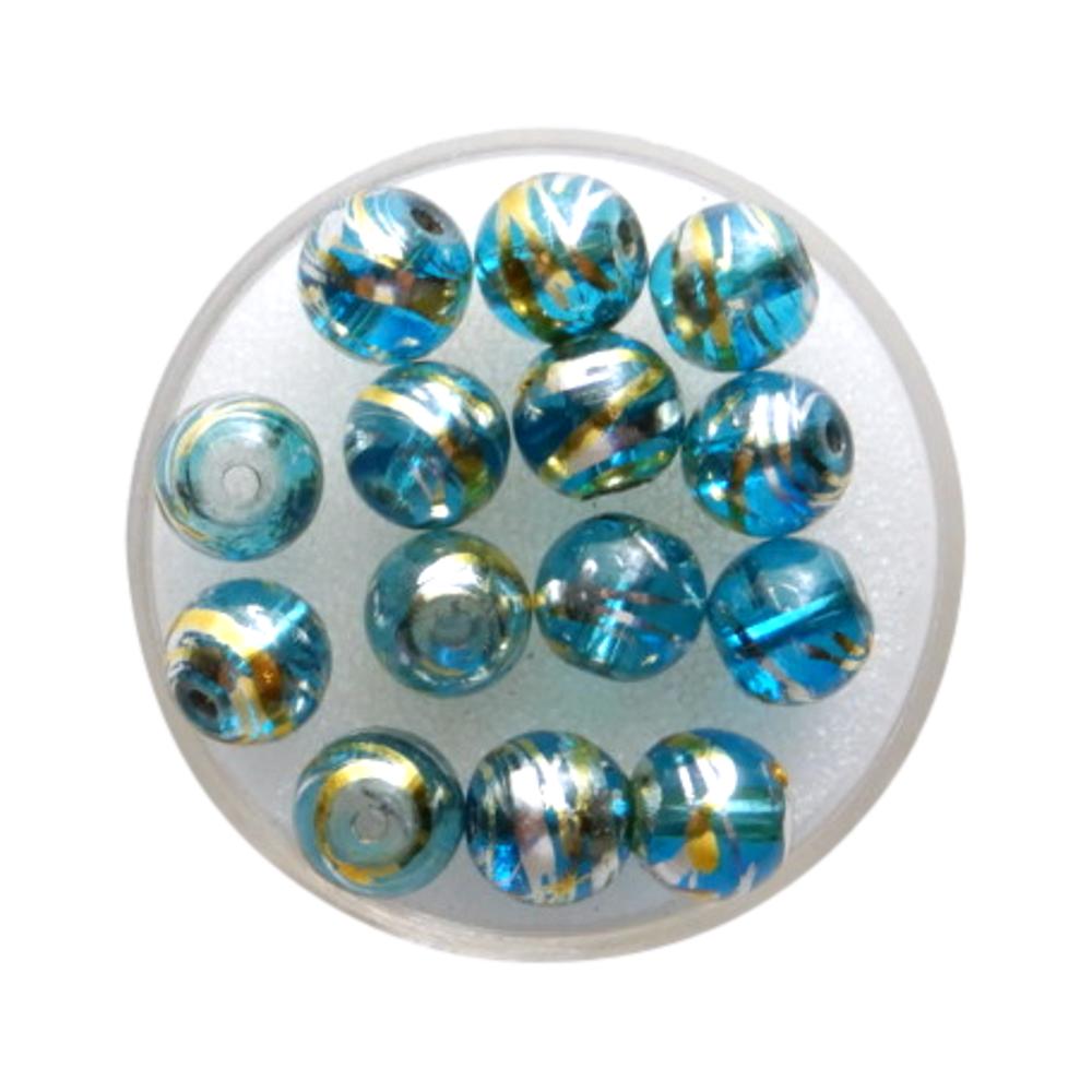 Boule 8 mm Turquoise et or