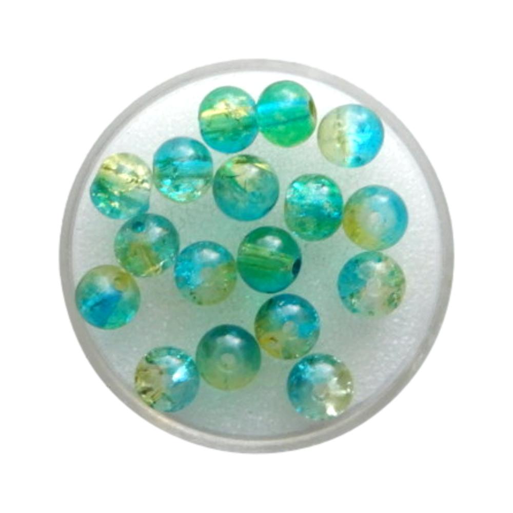 Boule 6 mm Craquelé turquoise et jaune