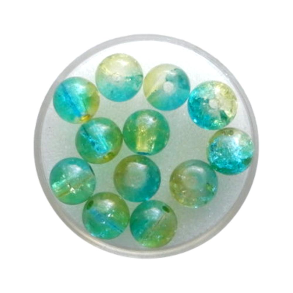 Boule 8 mm Craquelé turquoise et jaune