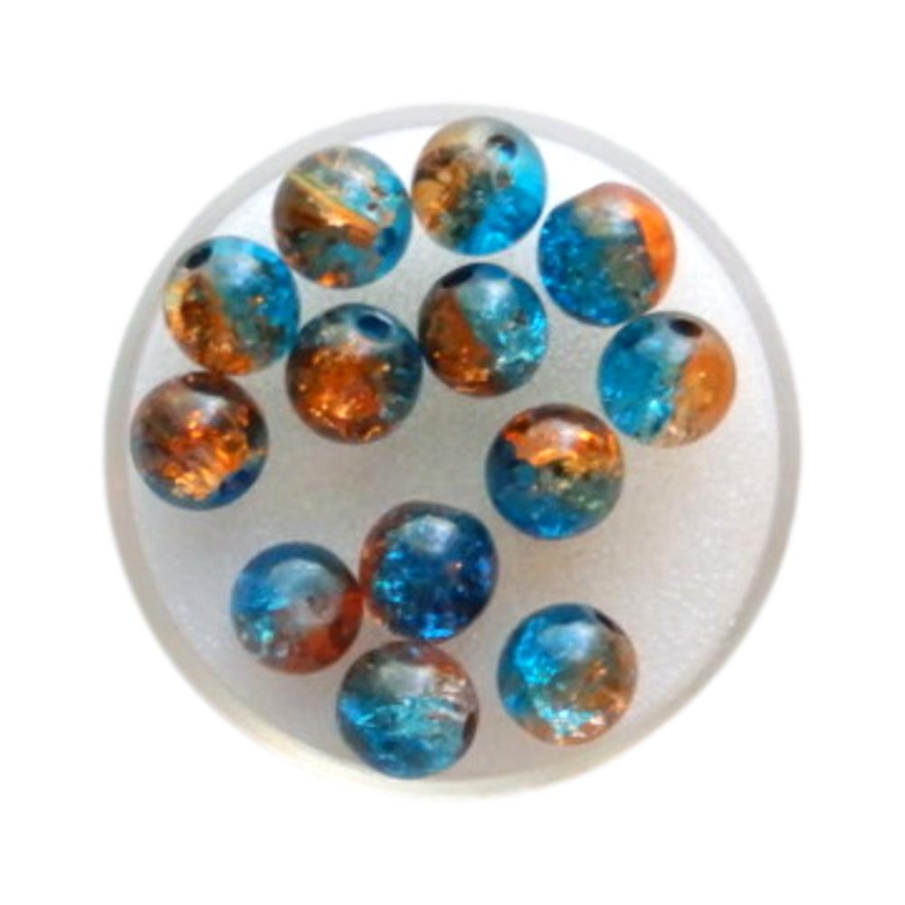 Boule 8 mm Craquelé turquoise et topaze