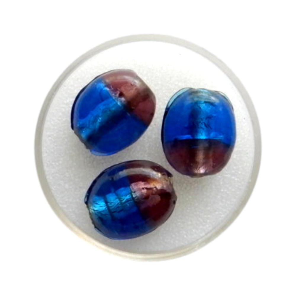 Ovale plat 15 mm Bleu et améthyste