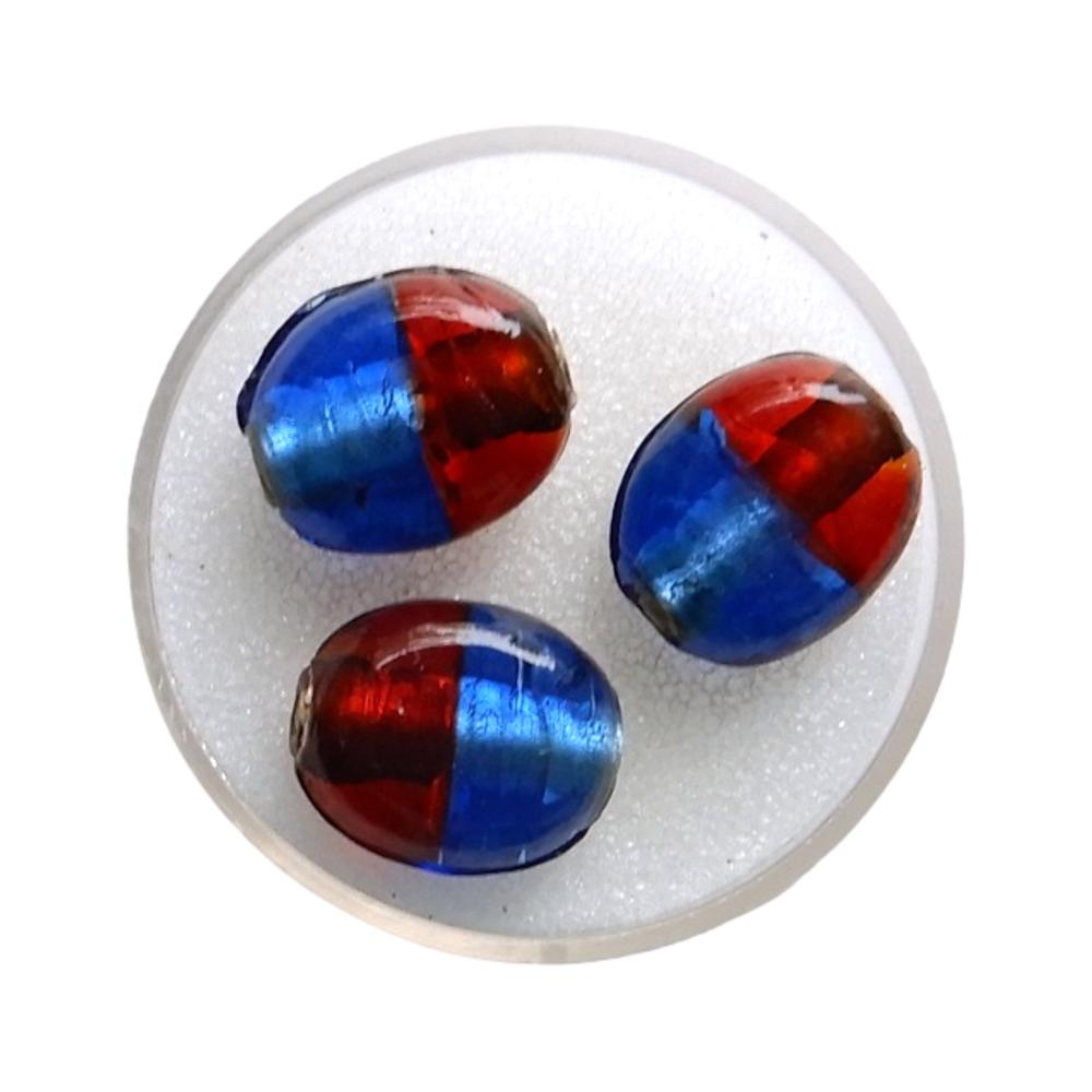 Ovale plat 15 mm Bleu et rouge